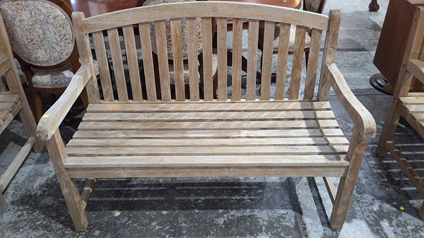 Lot 136 - HARDWOOD GARDEN BENCH