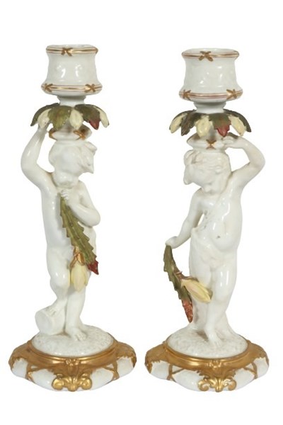 Lot 103 - PAIR OF MOORE BROTHERS CANDLESTICKS