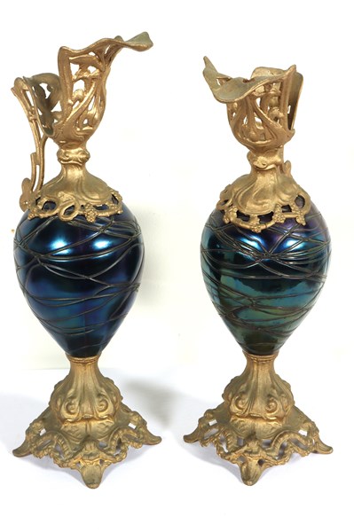 Lot 131 - LOETZ GLASS EWER VASES