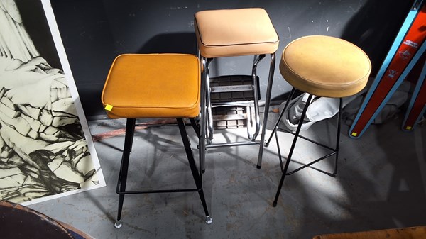 Lot 155 - THREE KITCHEN STOOLS