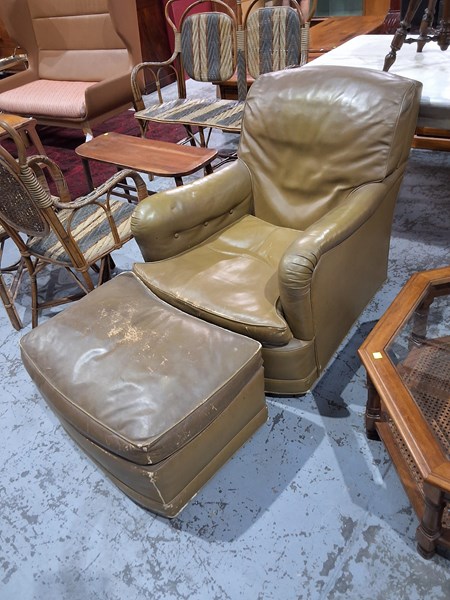 Lot 87 - ARMCHAIR AND OTTOMAN