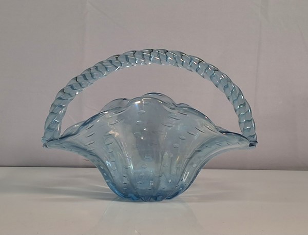 Lot 1346 - BLUE GLASS BASKET