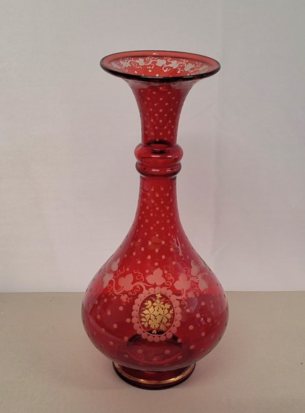 Lot 1361 - RUBY GLASS VASE