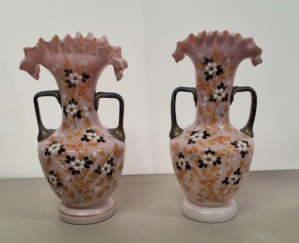 Lot 1173 - PAIR OF OPALINE VASES