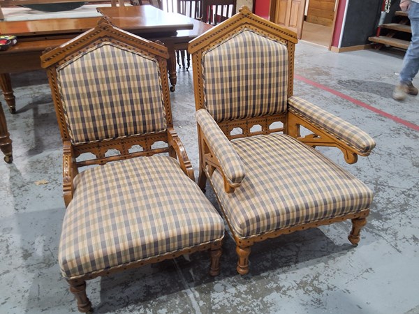 Lot 181 - GRANDMOTHER AND GRANDFATHER CHAIRS