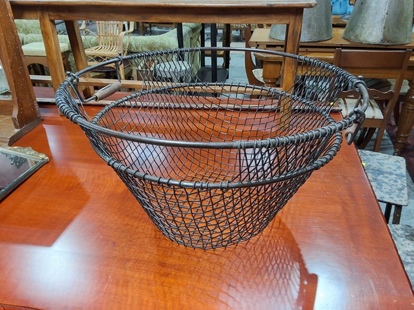 Lot 61 - WIREWORK WOOL BASKET