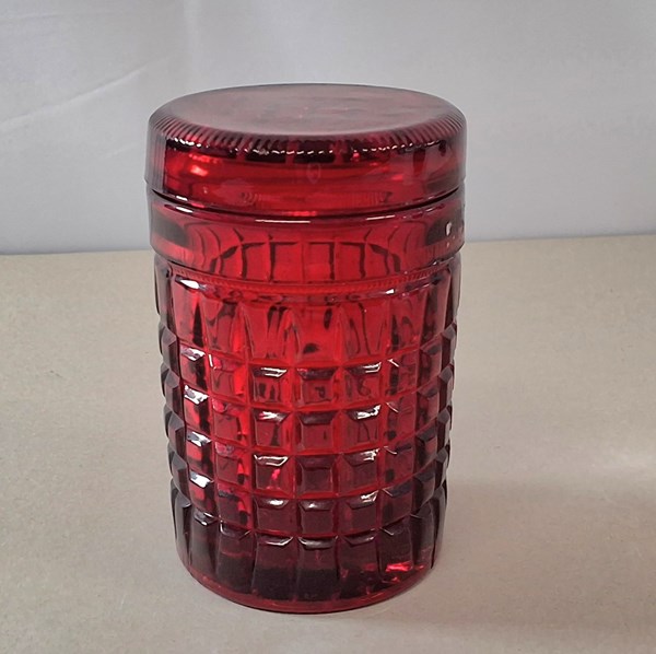 Lot 1217 - RUBY GLASS JAR