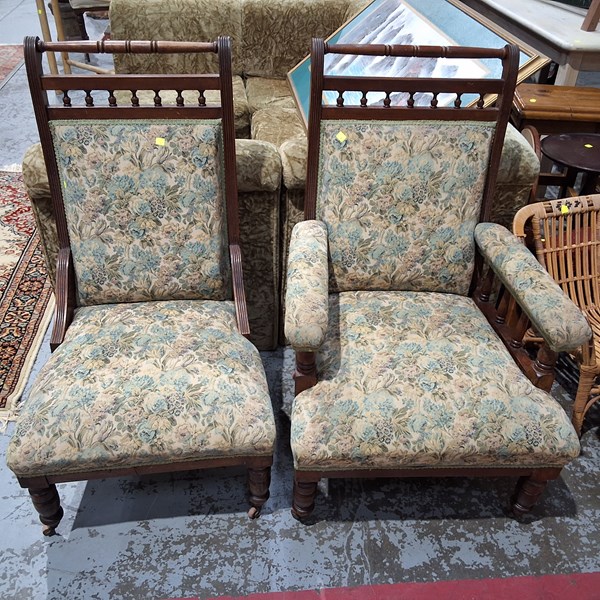 Lot 107 - EDWARDIAN PARLOUR CHAIRS