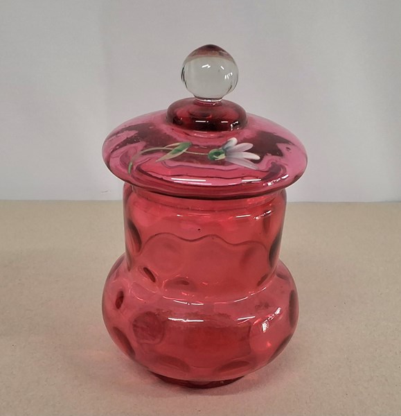 Lot 1193 - CRANBERRY GLASS JAR