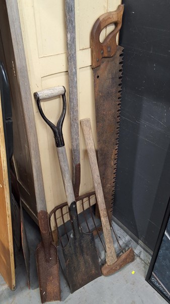 Lot 225 - RUSTIC GARDEN TOOLS