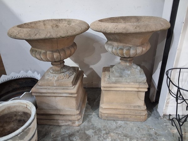 Lot 354 - PAIR OF URNS