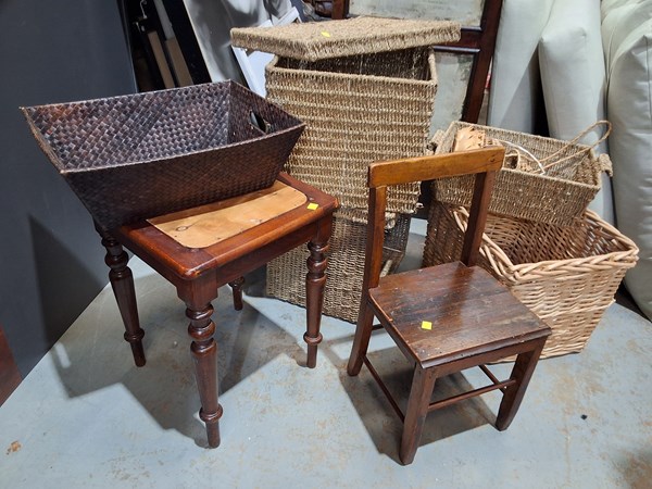 Lot 365 - CANE BASKETS & CHILDS FURNITURE