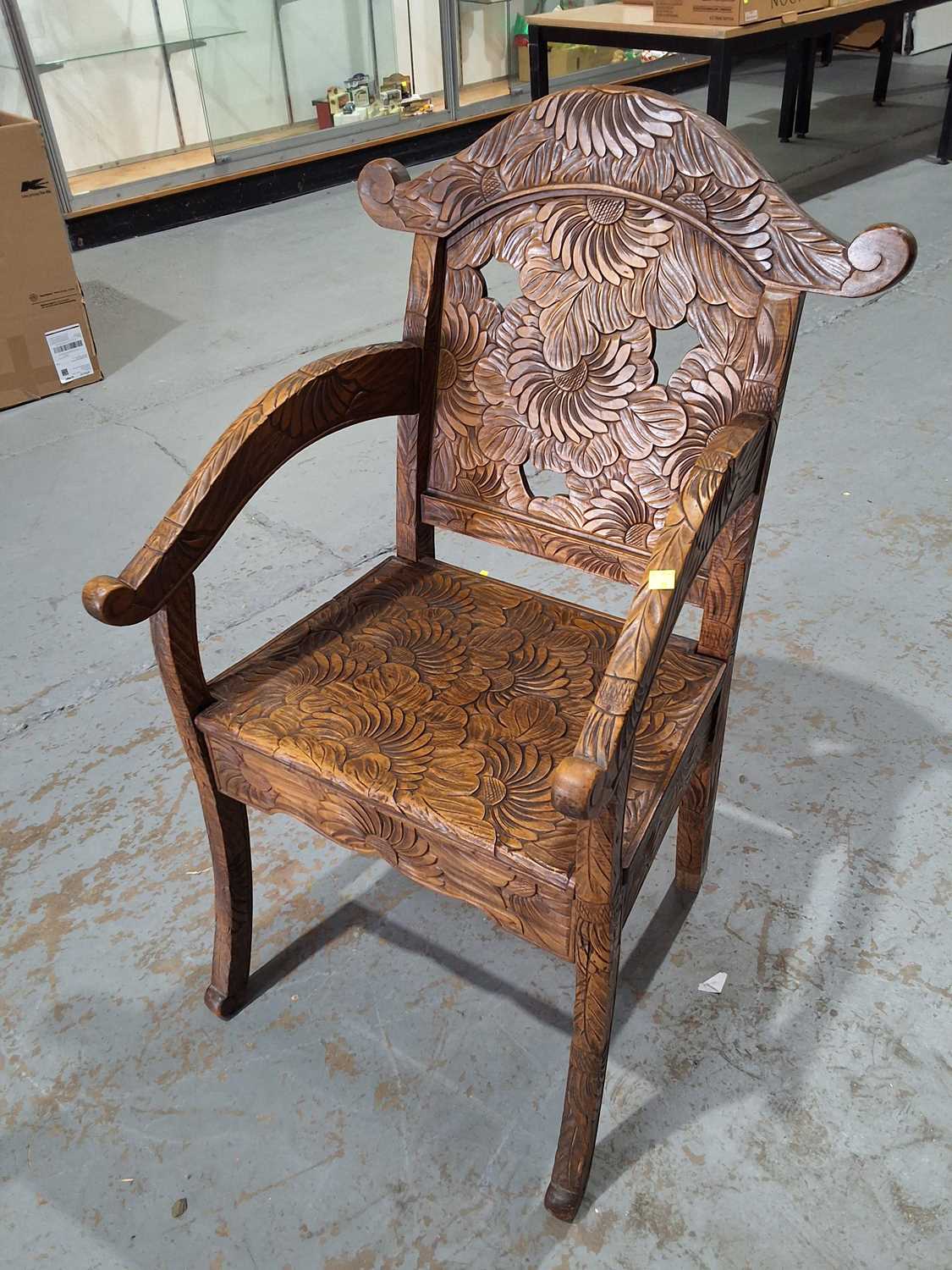 Lot 18 - CARVED ARMCHAIR