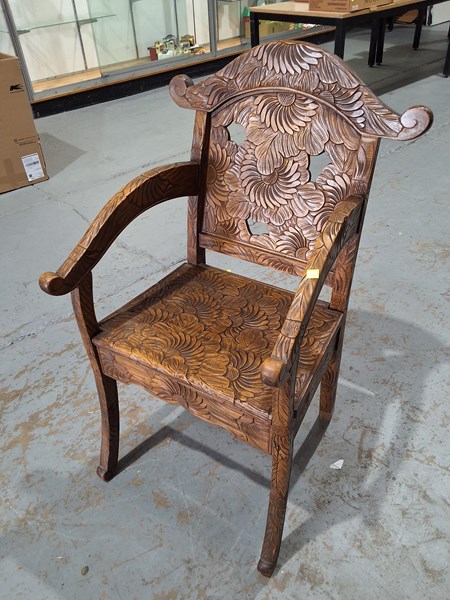 Lot 18 - CARVED ARMCHAIR
