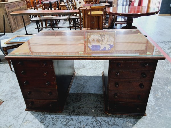 Lot 216 - TWIN PEDESTAL DESK