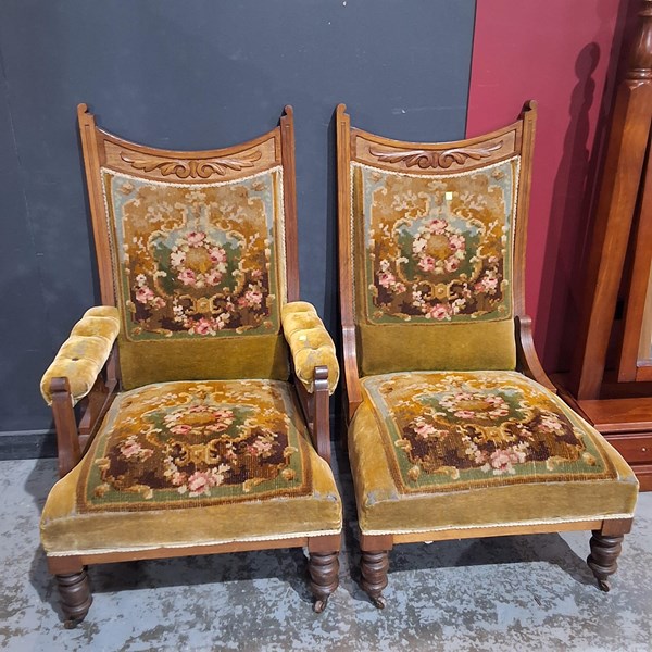 Lot 176 - GRANDMOTHER AND GRANDFATHER CHAIRS