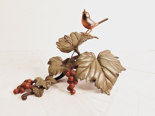 Lot 1286 - JAPANESE BRONZE BIRD FIGURE