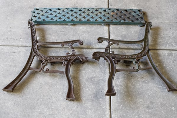 Lot 216 - CAST IRON BENCH ENDS AND BACK