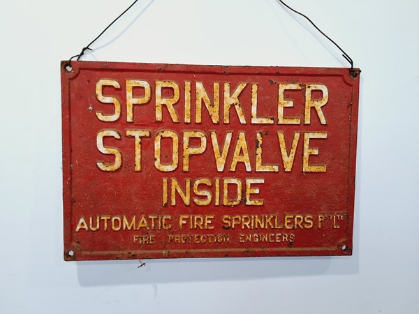 Lot 1190 - SPRINKLER SIGN