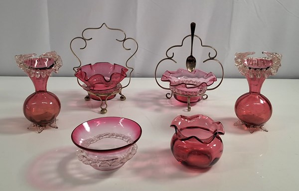 Lot 1207 - A COLLECTION OF CRANBERRY GLASS