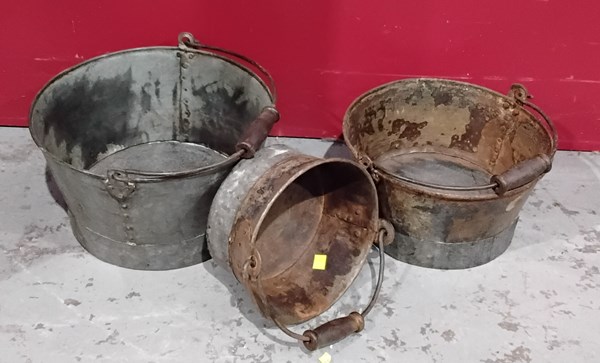 Lot 141 - THREE STEEL BUCKETS