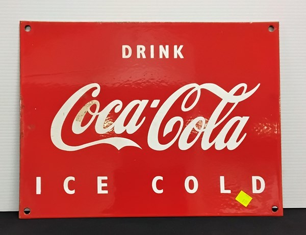 Lot 1297 - ENAMEL COCA-COLA SIGN