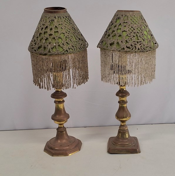 Lot 1351 - PIERCED METAL CANDLE LAMP SHADES