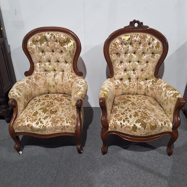 Lot 391 - GRANDMOTHER AND GRANDFATHER CHAIRS