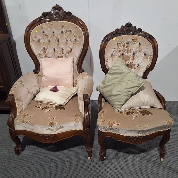 Lot 426 - GRANDMOTHER AND GRANDFATHER CHAIRS