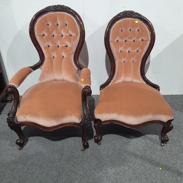 Lot 199 - GRANDMOTHER AND GRANDFATHER CHAIRS