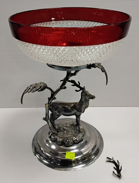 Lot 1349 - SILVERPLATE DEER CENTREPIECE