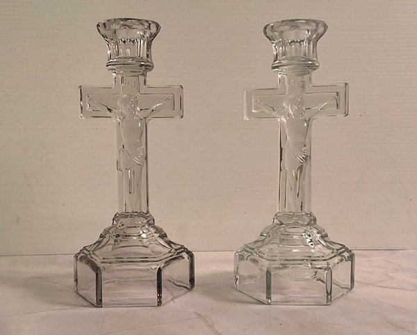 Lot 1274 - CRUCIFIX CANDLESTICKS