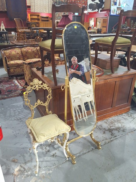 Lot 152 - CHEVAL MIRROR & CHAIR