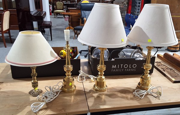 Lot 1382 - BRASS TABLE LAMPS