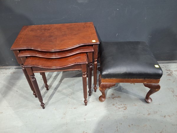 Lot 239 - NEST OF TABLES AND STOOL