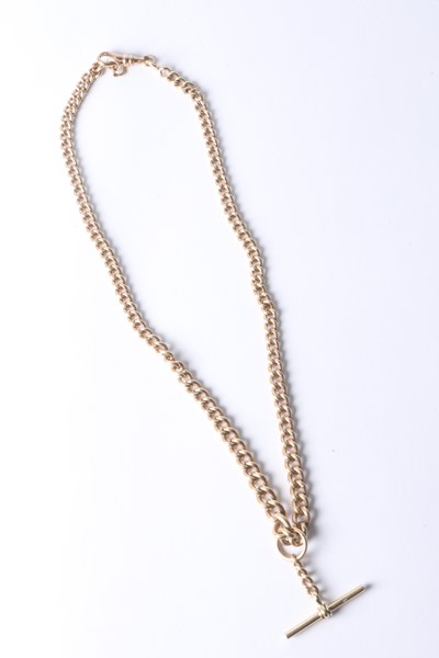 Lot 1014 - GOLD WATCH CHAIN