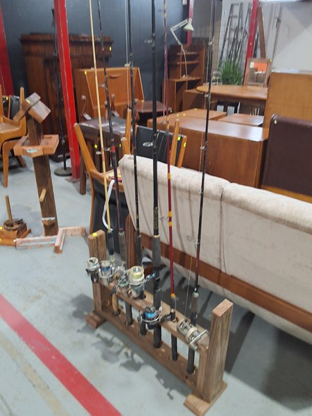 Lot 308 - FISHING RODS WITH STAND