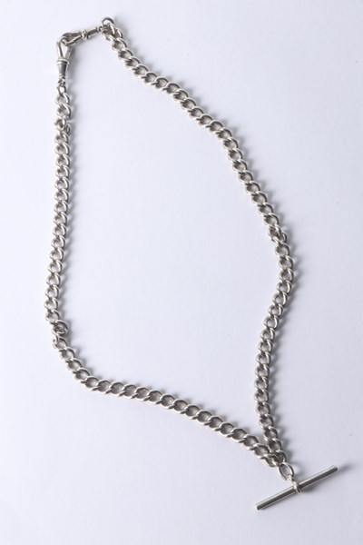 Lot 1095 - SILVER WATCH CHAIN