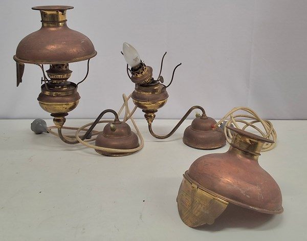 Lot 1253 - BRASS SWIVEL LAMPS