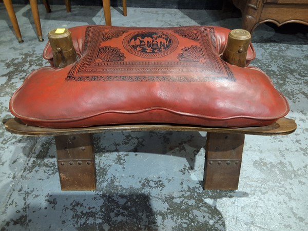 Lot 118 - CAMEL SADDLE STOOL