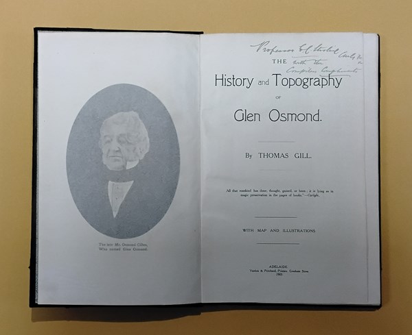 Lot 1106 - GILL, THOMAS: The History and Topography of Glen Osmond