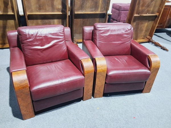 Lot 196 - LEATHER ARM CHAIRS