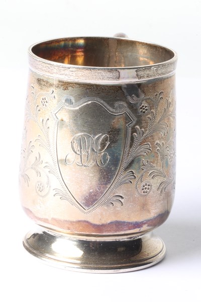 Lot 1031 - SILVER CHRISTENING MUG