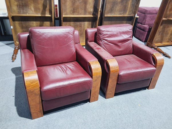 Lot 197 - LEATHER ARM CHAIRS