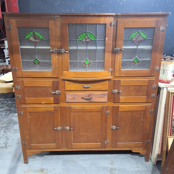 Lot 167 - LEADLIGHT KITCHEN DRESSER