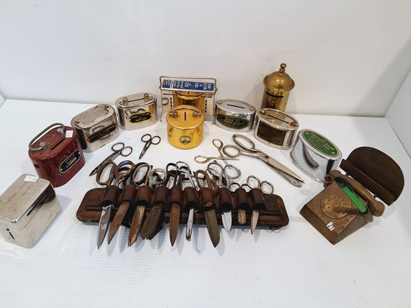 Lot 1298 - MONEY BOXES & SCISSORS