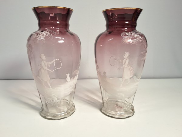 Lot 1110 - MARY GREGORY VASES (2)