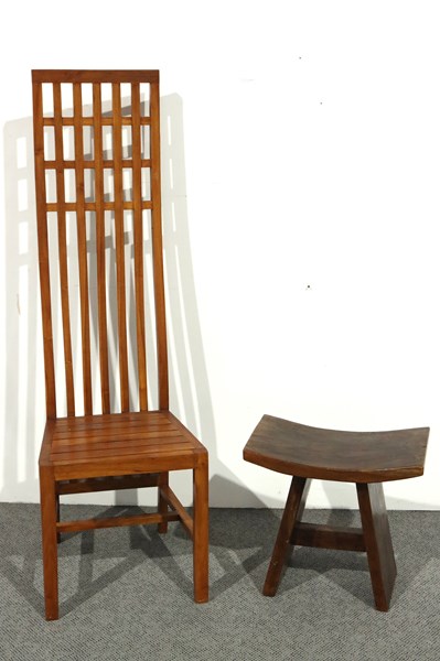 Lot 78 - HIGHBACK CHAIR & STOOL