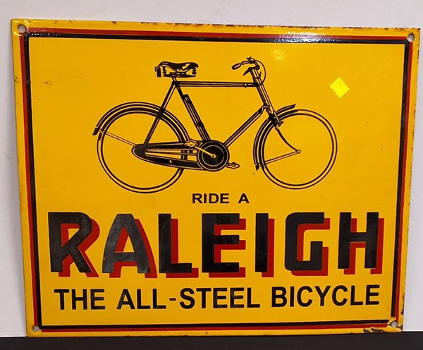 Lot 1239 - ENAMEL RALEIGH CYCLES SIGN