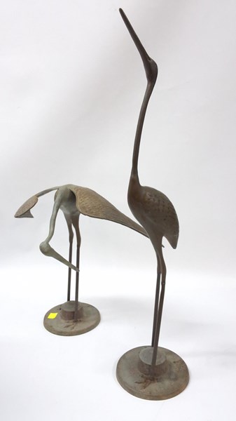 Lot 1250 - PAIR OF CAST METAL CRANES